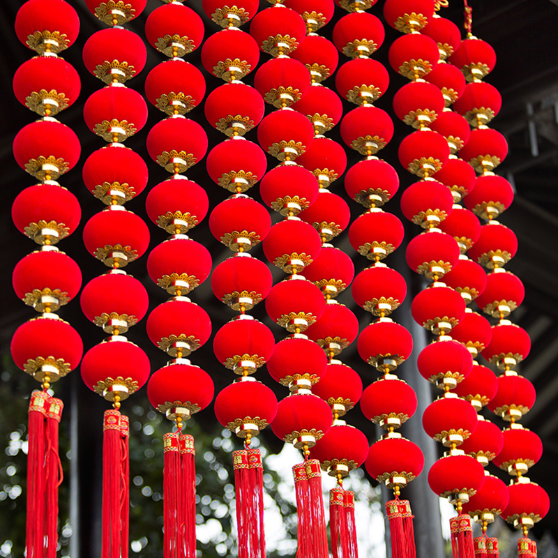 2026马年春节过年新春植绒小灯笼串挂饰新年氛围装饰挂件户外布置
