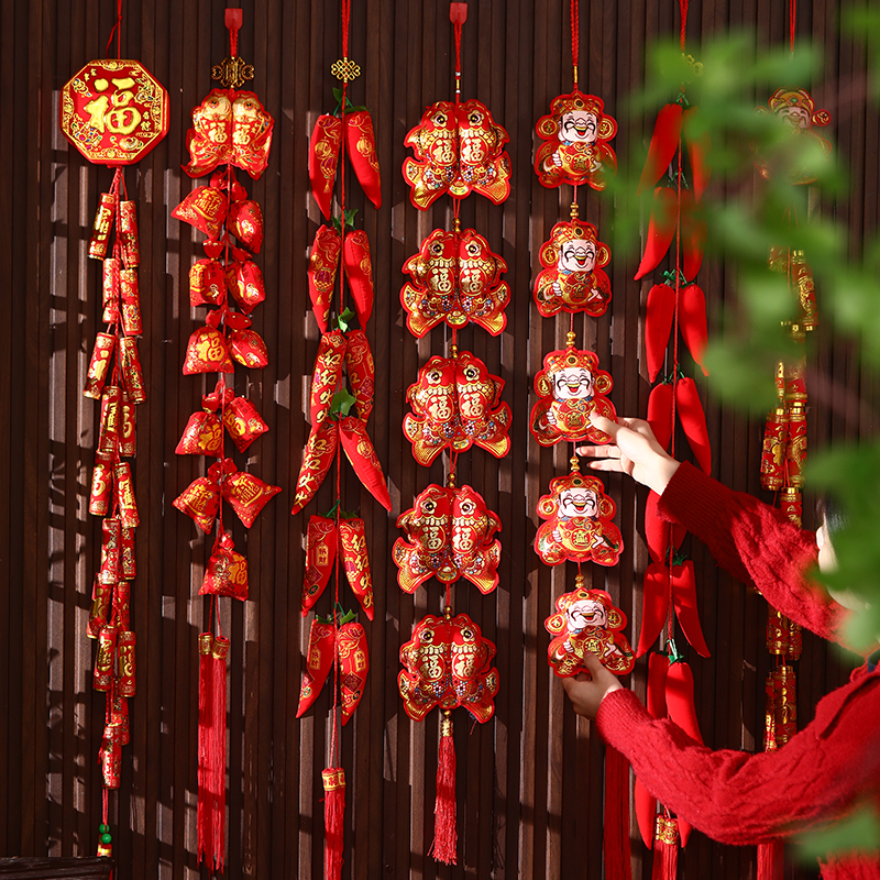 乔迁红辣椒串鞭炮串新年装饰