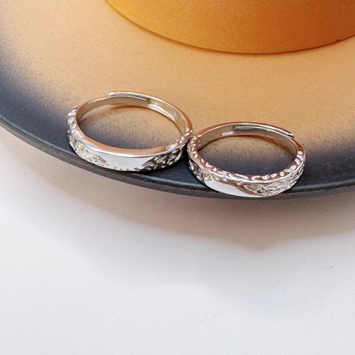 足银999《纹理诗篇》情侣戒指食指戒开口高级感小众设计520送礼物