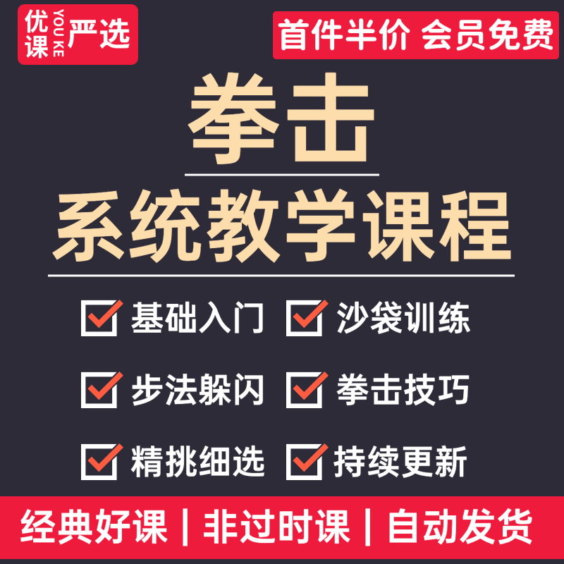 拳击系统教学课程新手自学入门学习格斗搏击实战训练技术视频教程