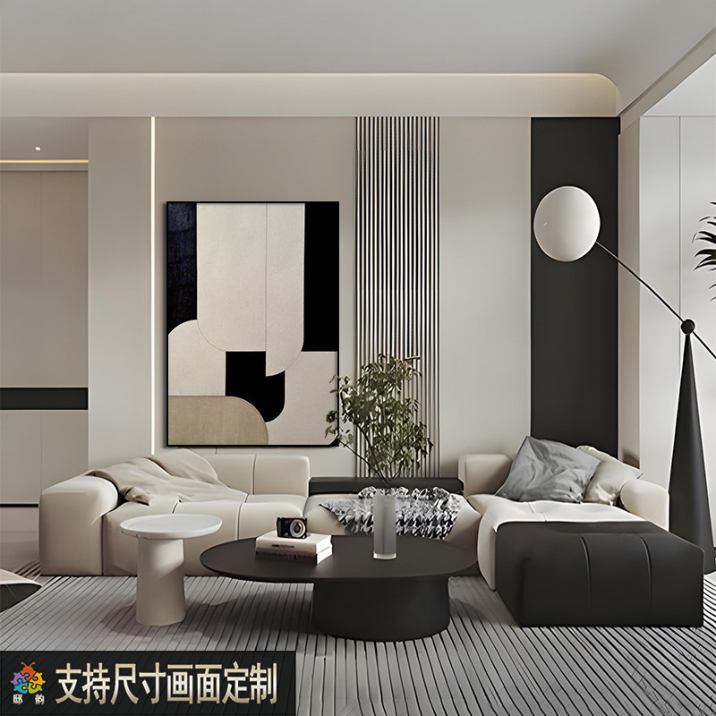 侘寂风现代抽象挂画民宿酒店卧室无框画家居软装油画布客厅装饰画