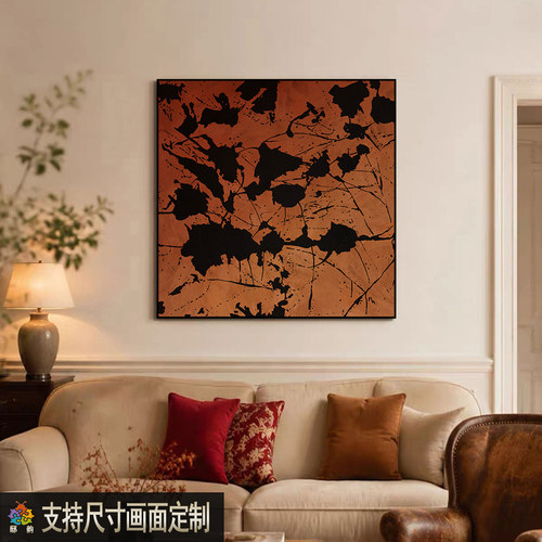 中古风客餐厅背景墙挂画法式复古玄关装饰画卧室床头壁画书房挂画