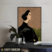 侘寂风中古风民宿酒店装 饰画卧室房间小众挂画抽象艺术无框画定制