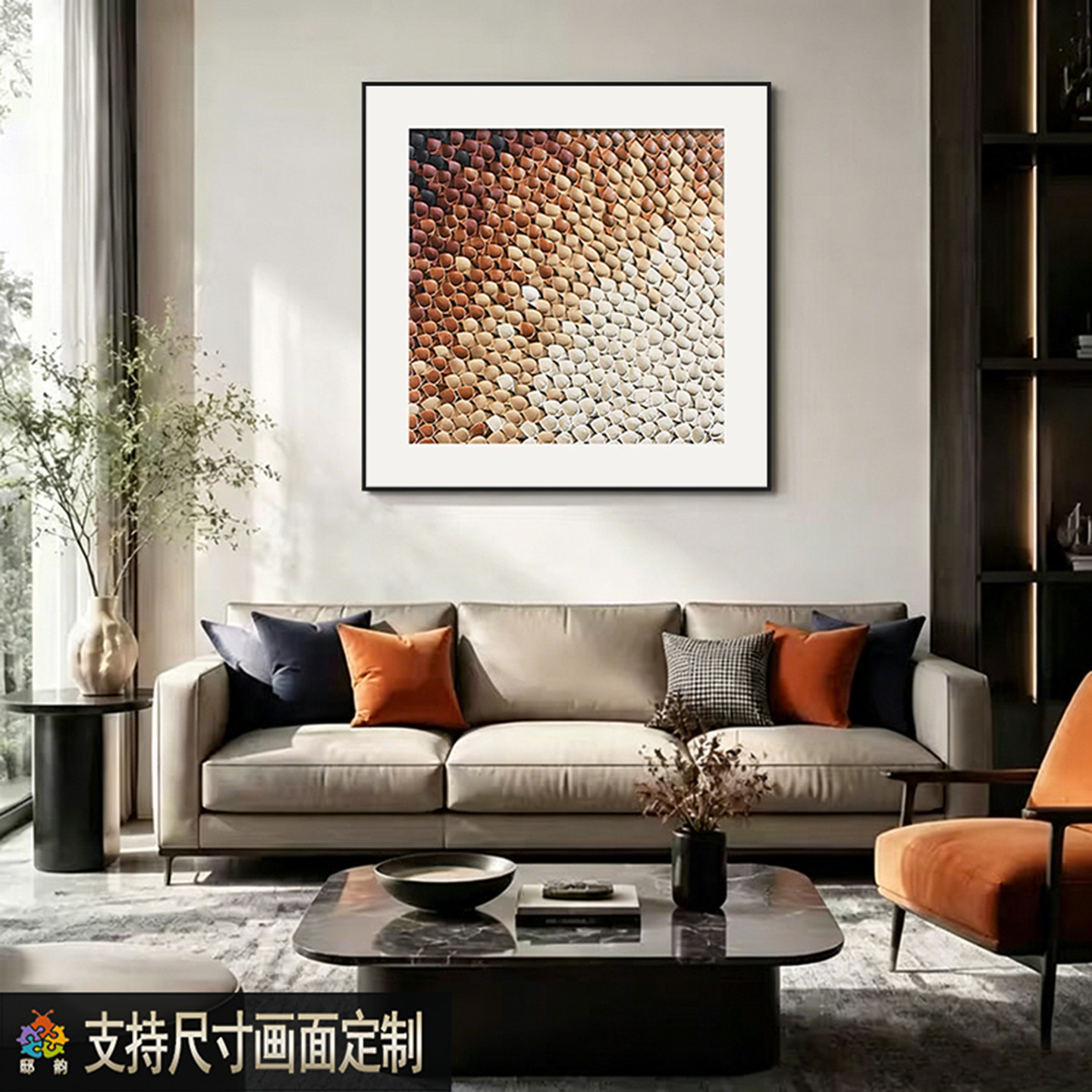 意式极简抽象挂画新款砂岩肌理客厅装饰画酒店玄关背景墙餐厅壁画