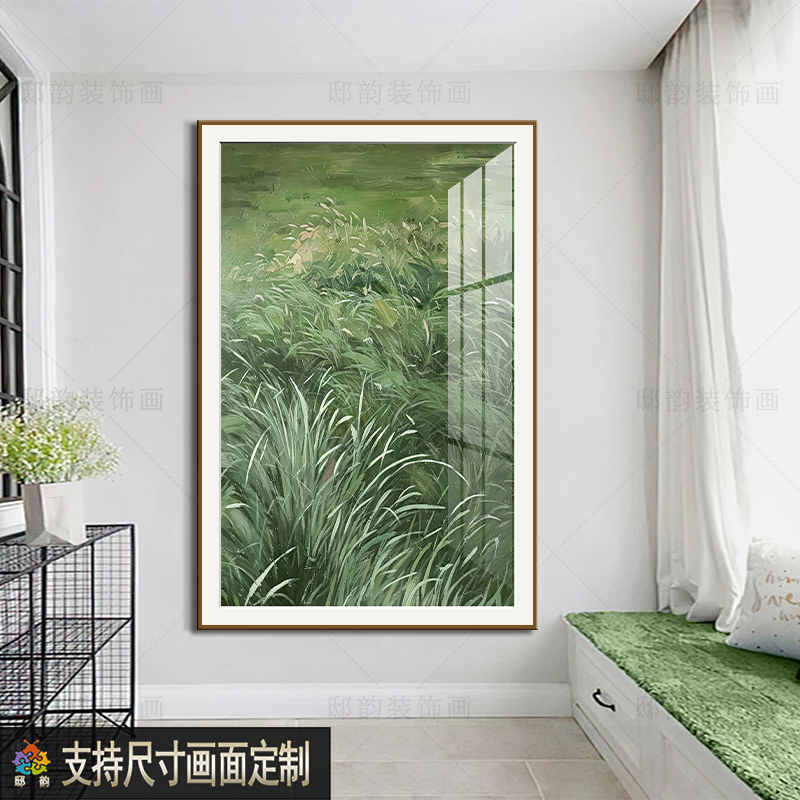 现代客厅饭厅软装挂画民宿酒店样板间装饰画侘寂风过道无框画竖款图片