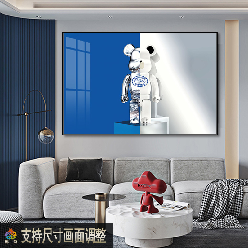 芝麻街kaws暴力熊装饰画客厅沙发卧室背景墙壁画酒吧酒店横版挂画图片