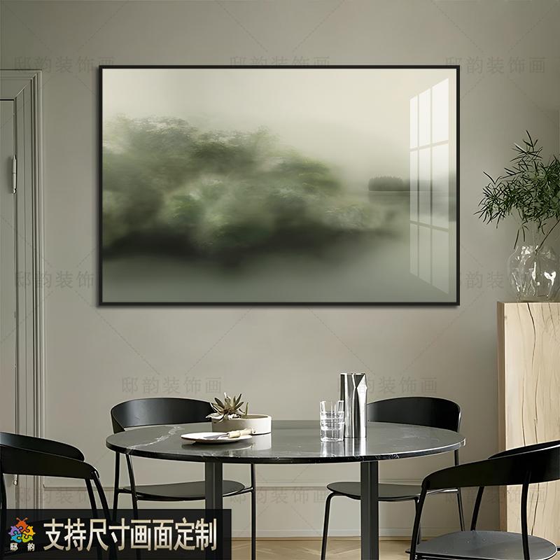 侘寂风油画布软装挂画民宿房间床头装饰画酒店横幅横版无框画定制图片