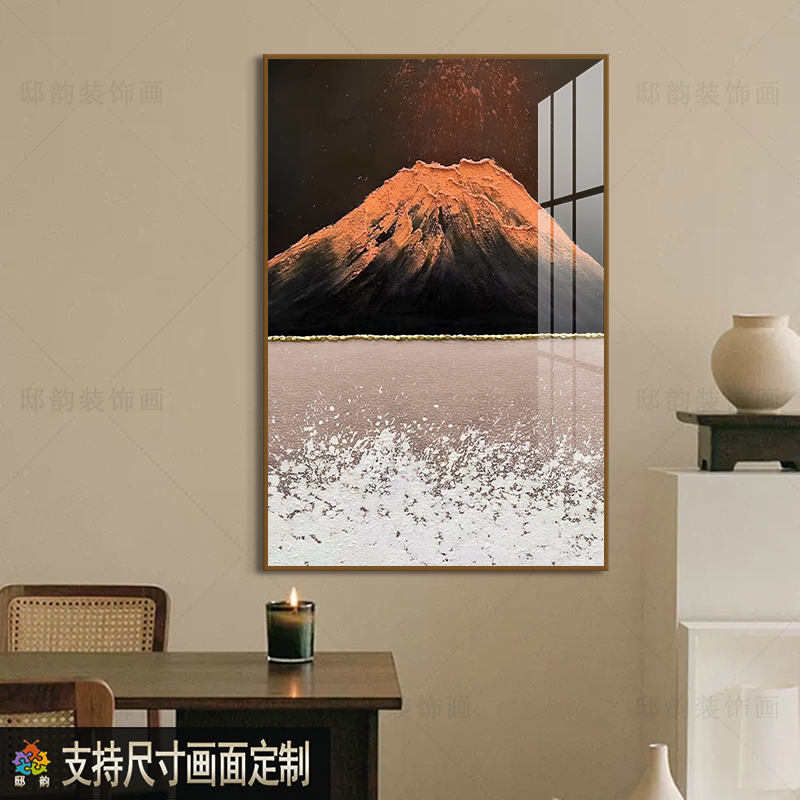 客厅背景墙奶油风装饰画民宿酒店玄关挂画侘寂风样板间软装无框画图片