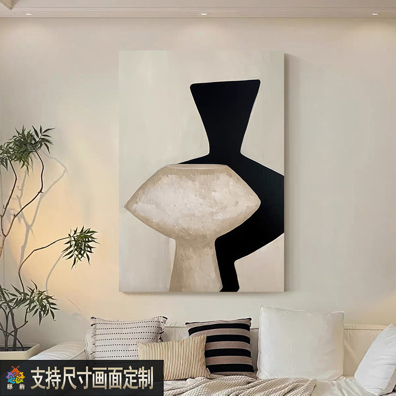 手绘画立体肌理油画玄关装饰画现代极简高档客厅挂画酒店壁画定制