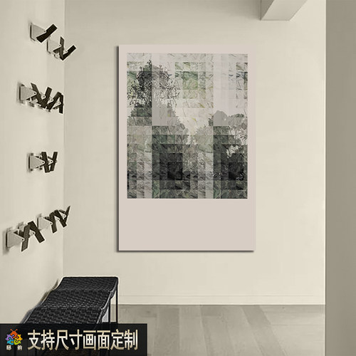 意式极简沙发背景墙装饰画客厅餐厅玄关过道挂画奶油风无框画定制