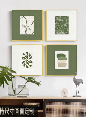 绿色背景墙ins风装饰画卧室床头小清新壁画北欧原木风正方形挂画