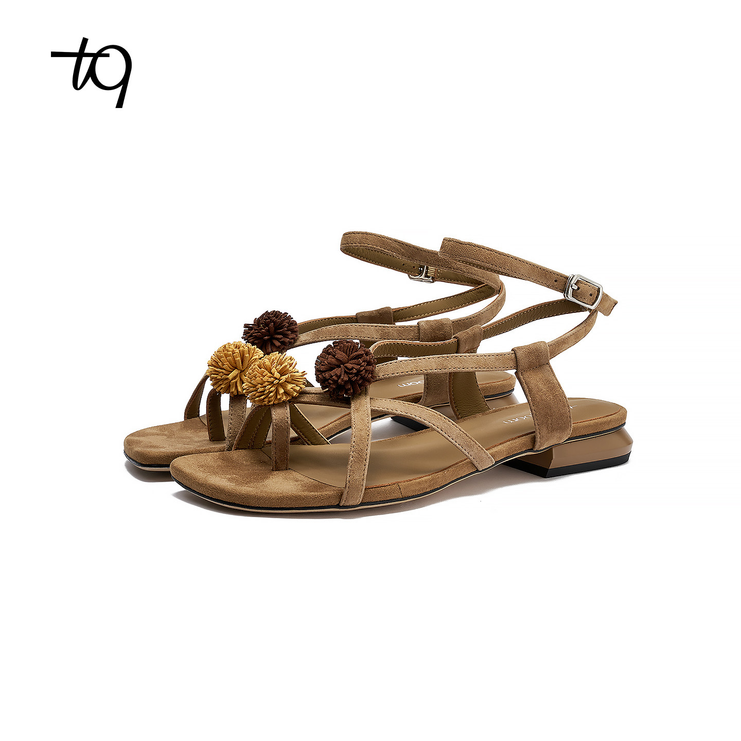 Talitaqoom2026夏季新款复古游牧花簇波西米亚交叉绑带凉鞋tq女