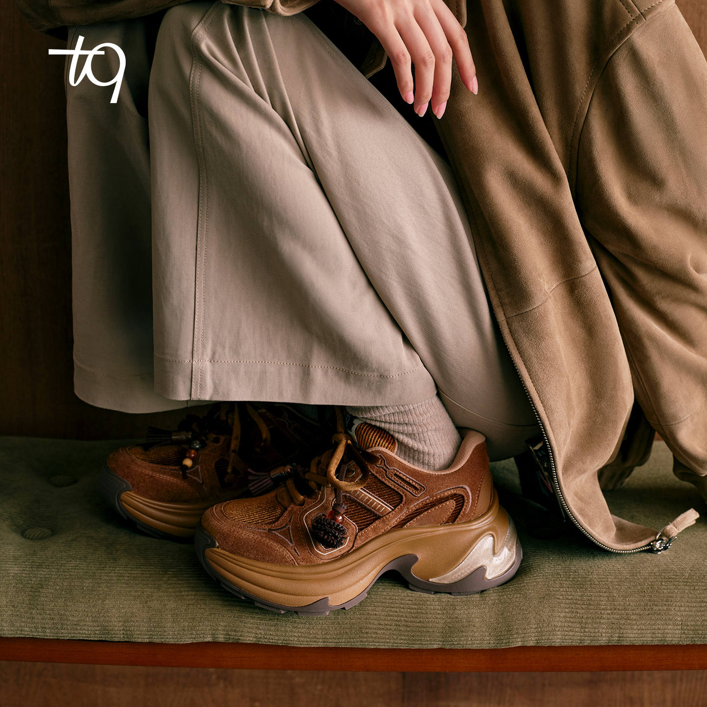 Talitaqoom2025年秋季新款复古灯芯绒老爹鞋小众厚底休闲鞋tq女鞋