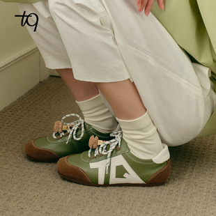 Talitaqoom潘多洛系列2026年春季新款方头拼接舒软休闲德训鞋tq女
