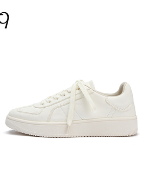 Talitaqoom2025秋季新款厚底小白鞋简约百搭系带牛皮tq休闲板鞋女