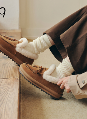 Talitaqoom2025年冬季新款复古流苏羊毛勃肯鞋舒适圆头毛毛鞋tq女