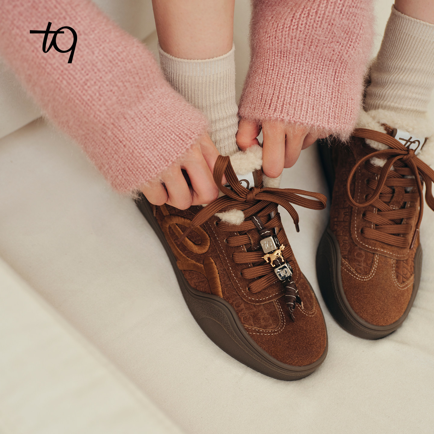 Talitaqoom雪花焦糖德训鞋厚底加绒板鞋,女鞋,德训鞋,淘宝优惠券,粉丝福利购,淘宝优惠卷