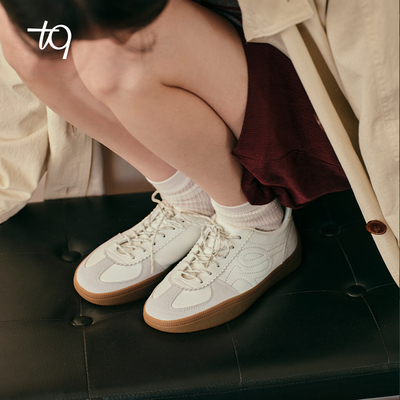 【拿铁系列】Talitaqoom德训鞋2026春季新款复古真皮休闲tq板鞋女