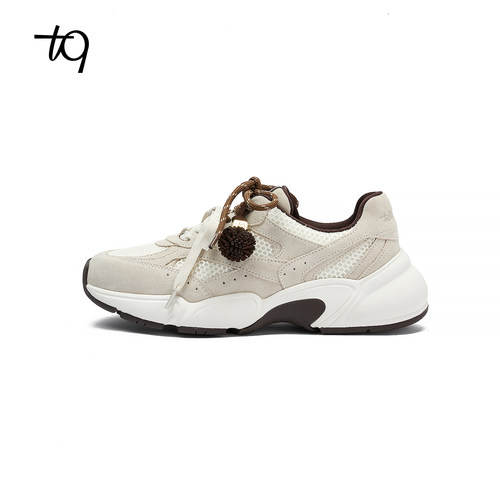 Talitaqoom2026年春季新款双鞋带透气可拆挂件厚底轻跑运动鞋tq女