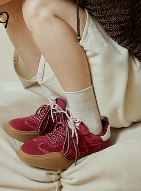 赵昭仪同款Talitaqoom红色焦糖德训鞋2025秋季新款刺绣tq运动鞋女