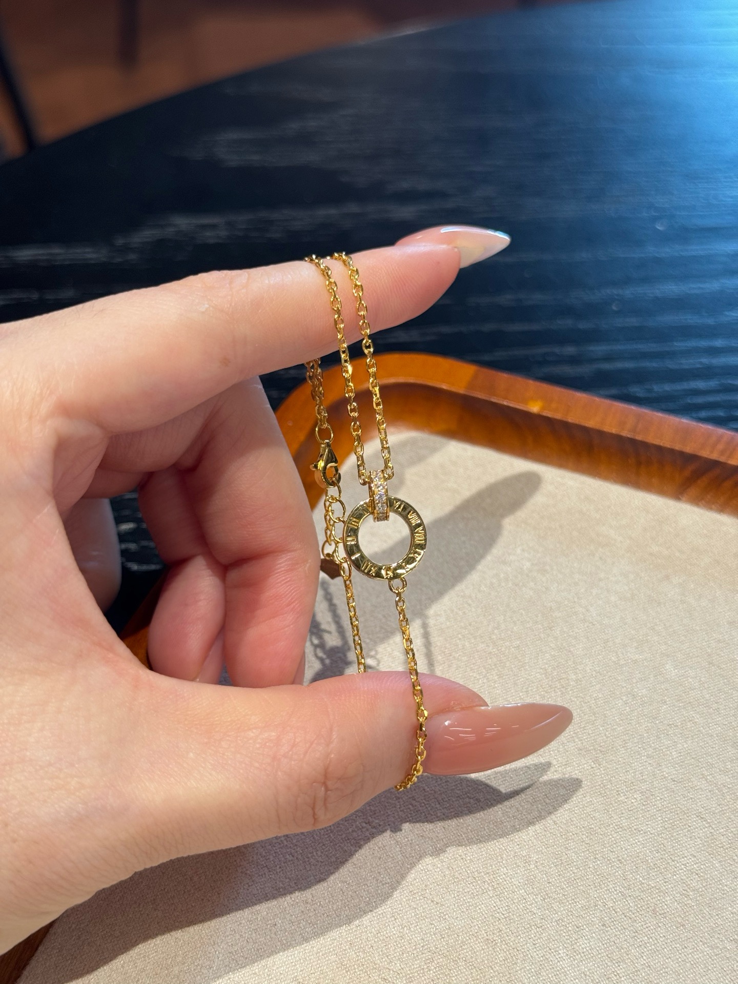 环环相扣罗马数字手链黄金镶嵌999足金