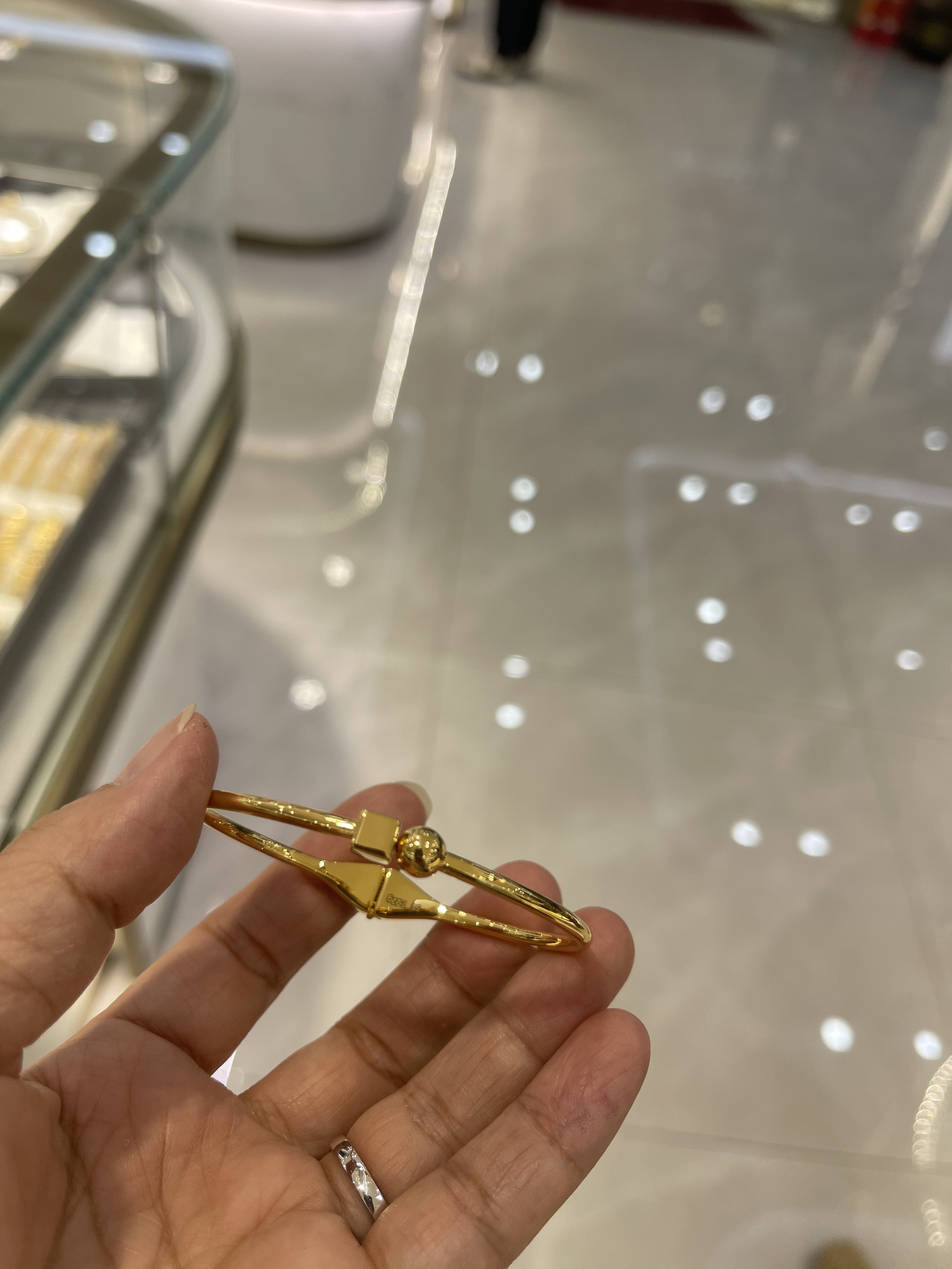 H字母黄金弹力开口手镯999足金素金