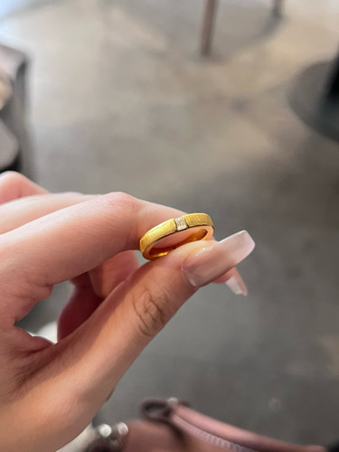 拉丝冰糖黄金戒指窄版999足金