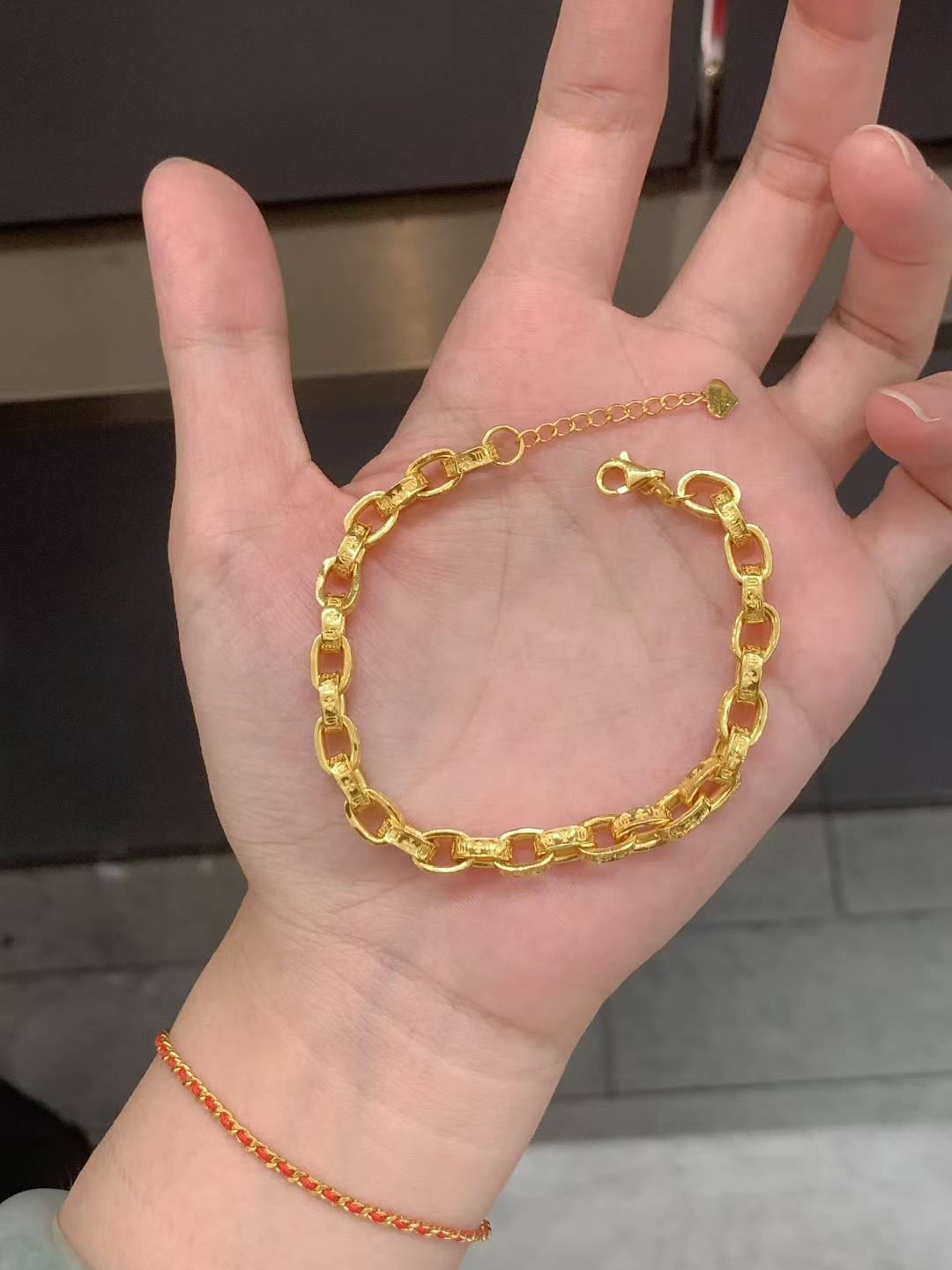 黄金克罗心手链999足金