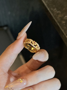 点钻桂花戒指黄金镶嵌999足金