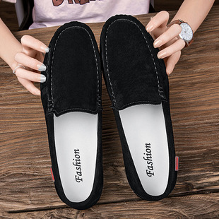 软底韩版 跨境热销豆豆鞋 懒人鞋 真皮磨砂休闲皮鞋 潮流英伦 男士