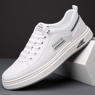2025夏季 男士 新款 潮流真皮小白鞋 软底透气防滑休闲板 韩版 男鞋