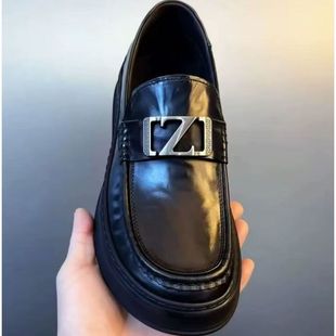 新款 百搭套脚一脚蹬厚底休闲皮鞋 男士 真皮豆豆鞋 乐福鞋 2025春季