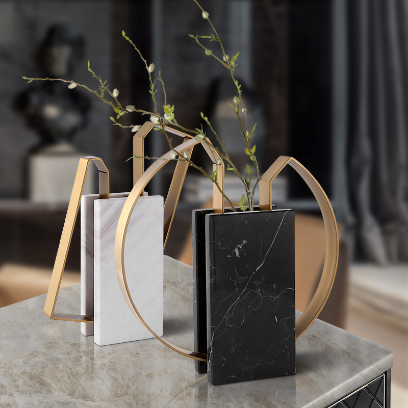 轻奢黑白大理石高端设计师摆件花器 顺丰包邮创意几何造型可做摆件可做花器 Miloidea米洛思维旗舰店 淘优券