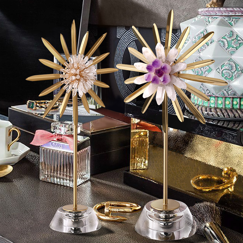 轻奢摆件客厅人造水晶装饰品