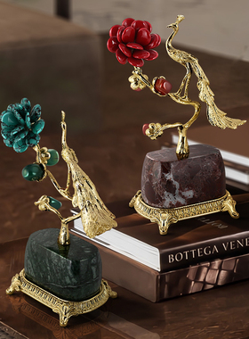 轻奢黄铜孔雀摆件家居装饰品