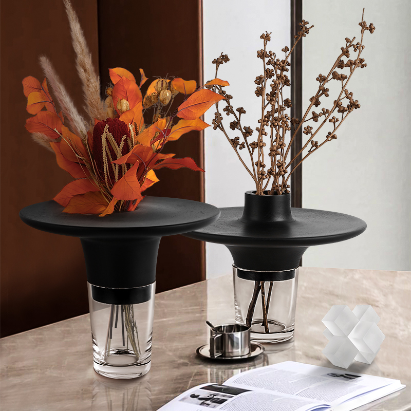 室内轻奢风样板间玄关玻璃花瓶