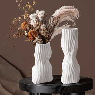 饰品工艺品 折5 简约现代流体艺术陶瓷花器客厅干花花瓶摆件家居装