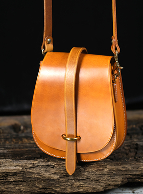 质感高级小众女包单肩包植鞣皮文艺马鞍包手机包女斜挎包女休闲包