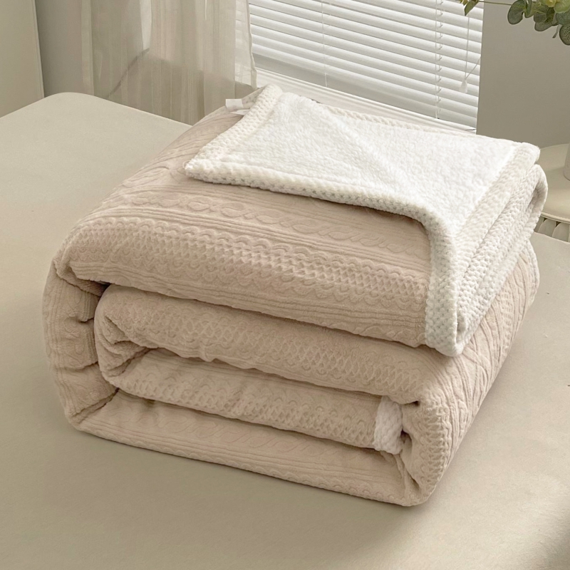 纯白色加厚毛毯保暖牛奶绒双层美容床小毛毯羊羔绒午休毯单人冬季