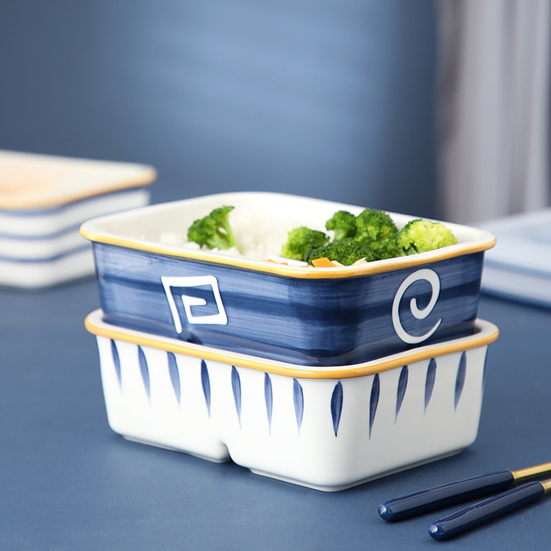 Underglaze color dividing microwave oven lunch box