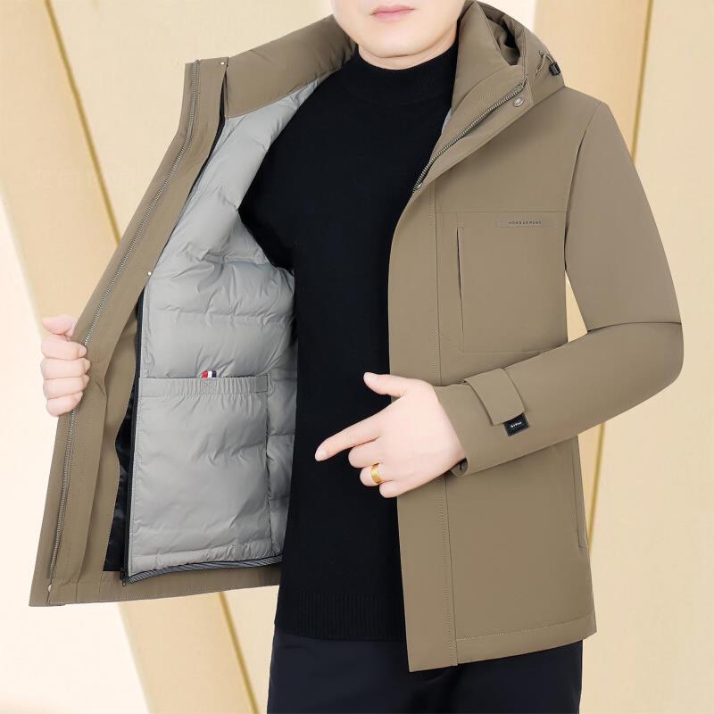 可拆卸鹅绒羽绒服男冬季三合一户外冲锋衣加厚休闲派克服外套高端