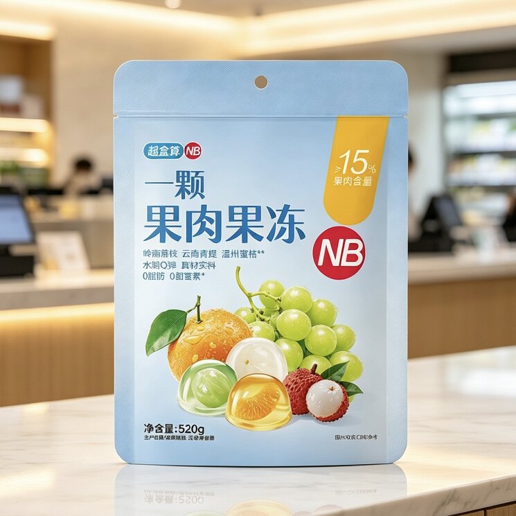 盒马超盒算NB一颗果肉果冻520g3种口味岭南荔枝温州蜜桔云南青提图片