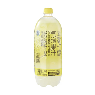 飲料汽水清爽 盒馬云霧檸檬氣泡果汁1.25L維生素柔滑細膩大瓶裝