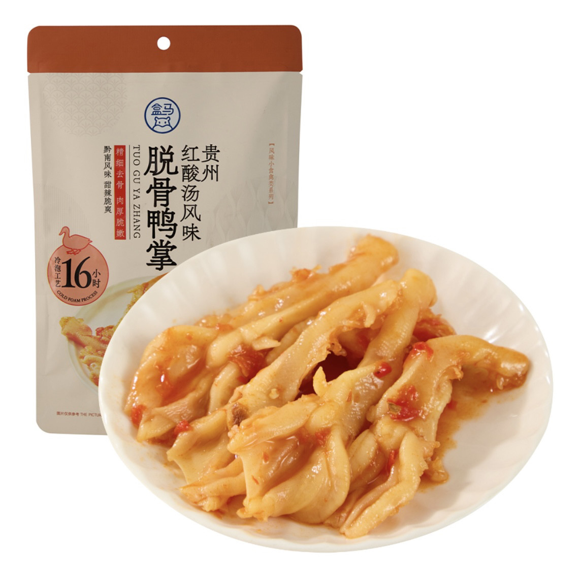 盒马贵州红酸汤风味脱骨鸭掌128g肉厚脆嫩甜辣脆爽独立小袋即食,零食/坚果/特产,鸭肉零食,淘宝优惠券,粉丝福利购,淘宝优惠卷