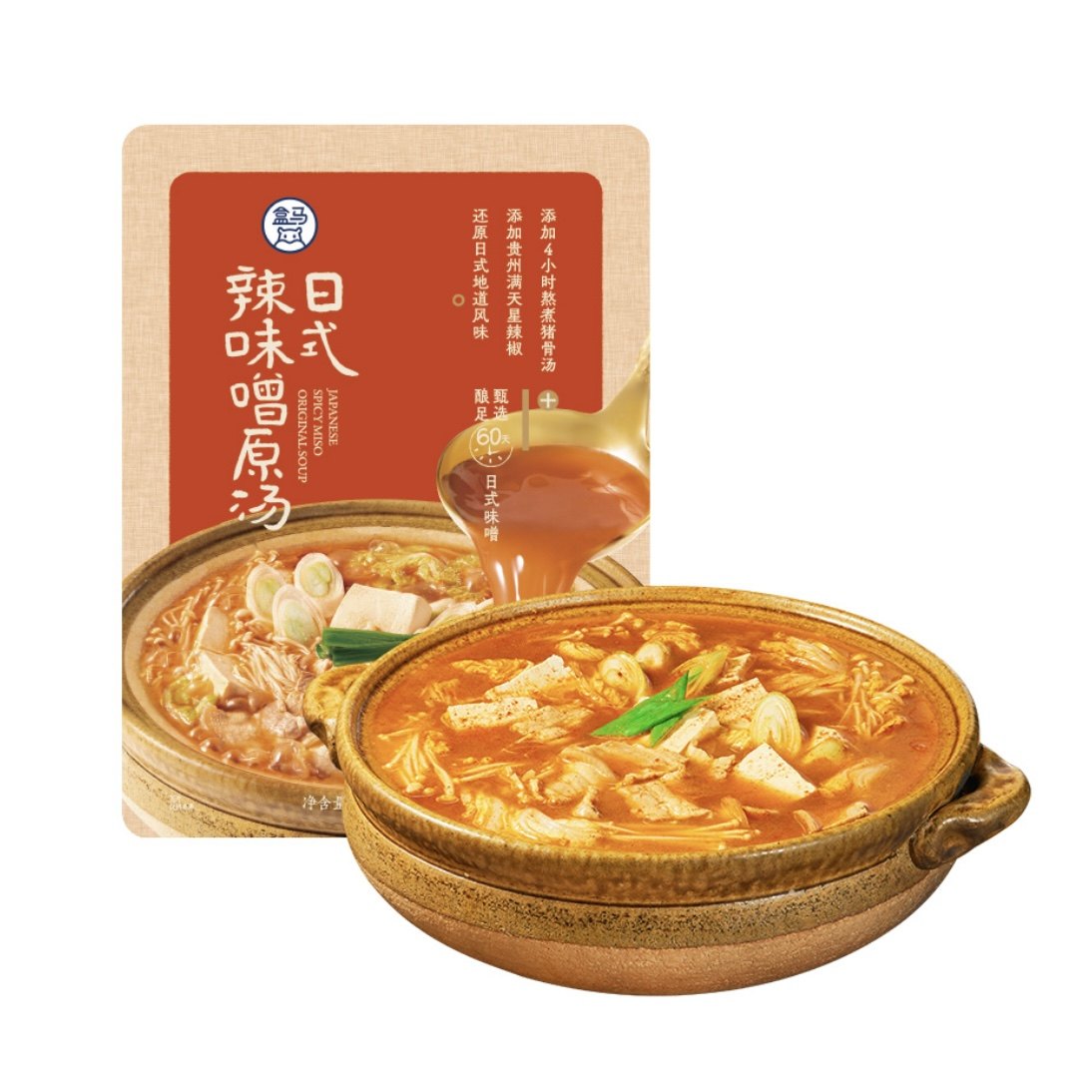 盒马日式辣味味噌汤800g鲜浓辣味拉面火锅2-3人份添加熬煮猪骨汤