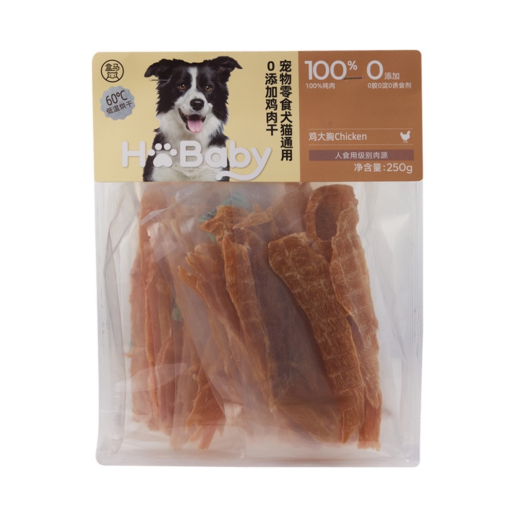 盒马宠物零食猫狗通用零添加鸡肉干鸭肉干250g宠物用品天然食用级