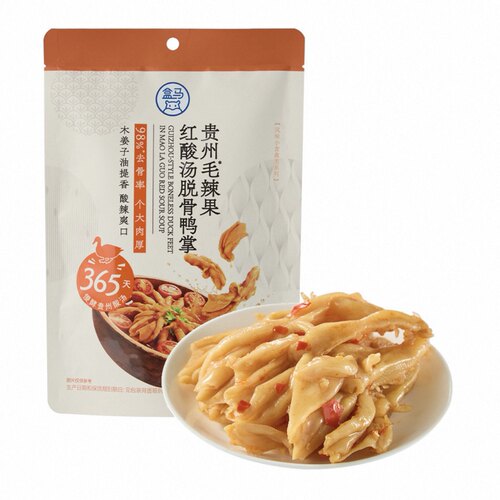 盒马贵州毛辣果红酸汤脱骨鸭掌128g肉厚脆嫩甜辣脆爽独立小袋即食