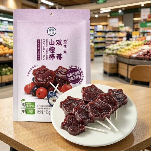 盒马益生元双莓山楂棒172g
