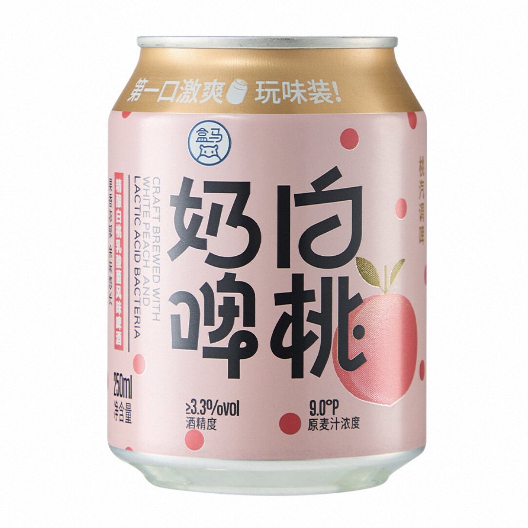 盒马桃气泡泡白桃乳酸菌啤酒迷你罐250ml*4瓶奶啤微醺香甜顺滑