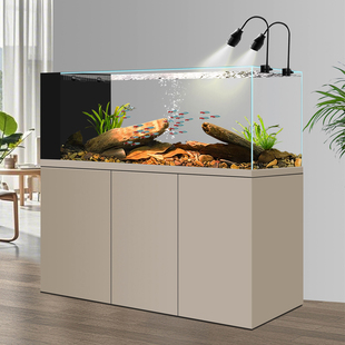 野采溪流缸超白玻璃侧溢流底过滤造景金鱼缸客厅家用原生态水族箱
